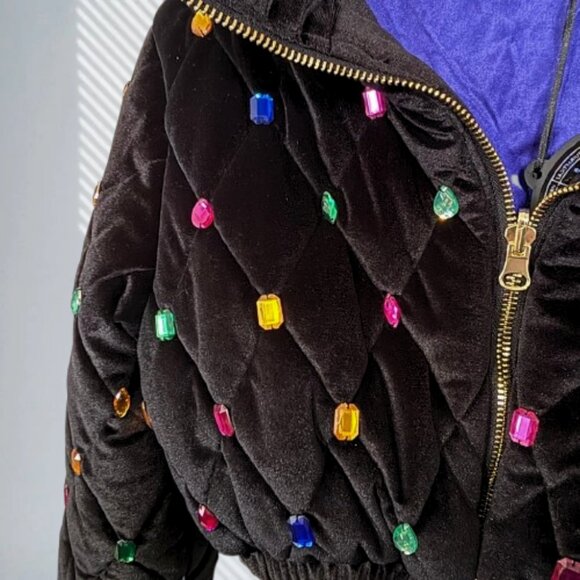 NWT Dolls Kill Horoscopez Sold Out Natural Wonder Bejeweled Puffer Jacket SZ M - Picture 5 of 16